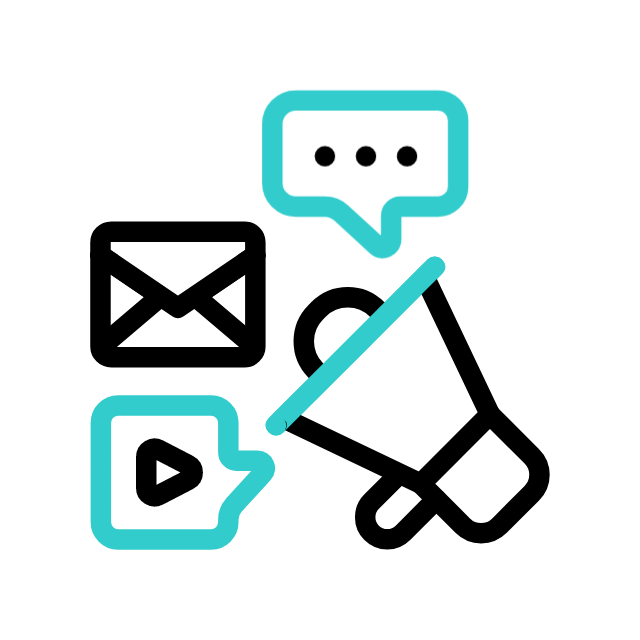 gif animé montrant des icônes de communication