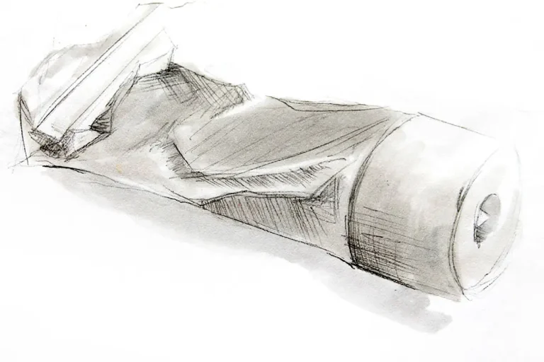 Dessin au crayon et au marqueur d'un tube de peinture