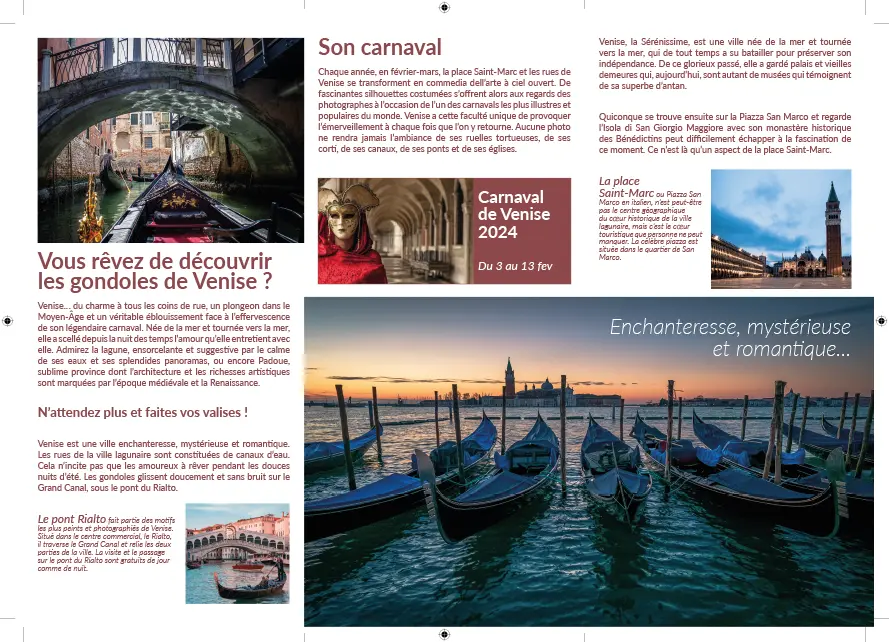 depliant informatif sur Venise pli accordéon intérieur